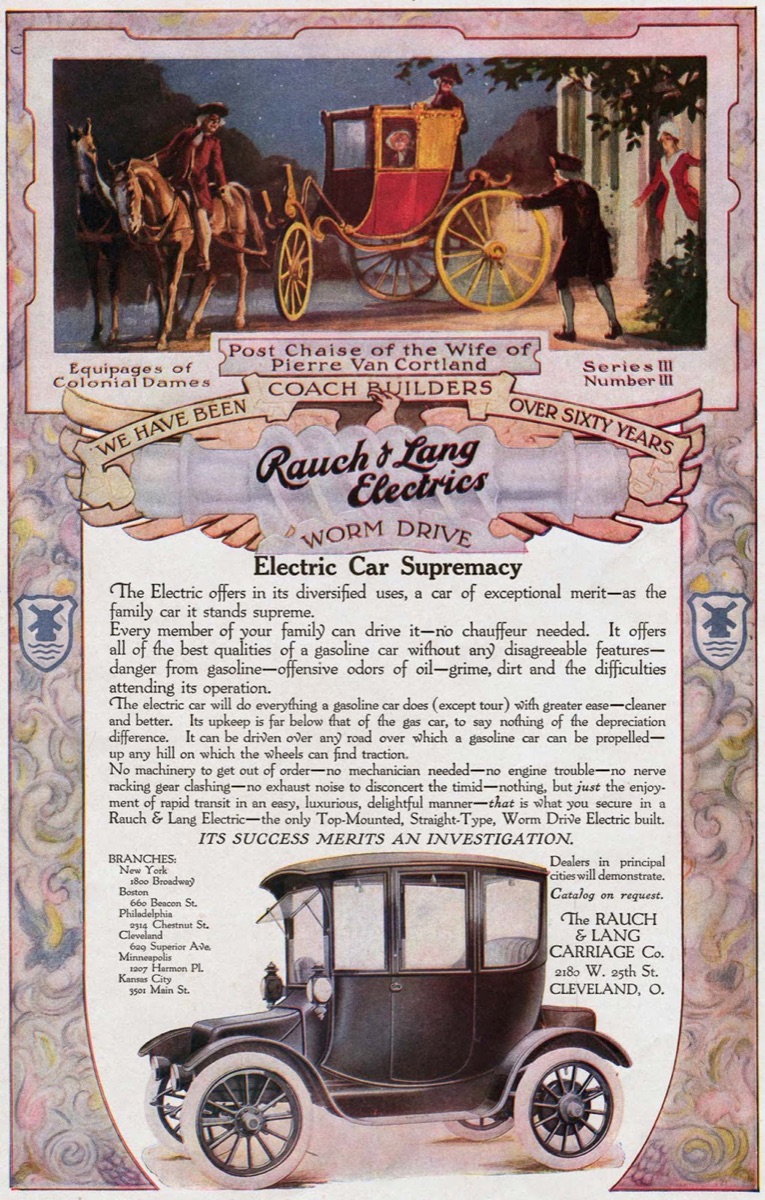 A 1910 electric vehicle advertisement