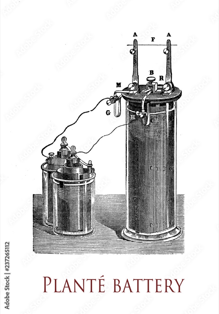 Plant&eacute;'s rechargeable lead-acid battery