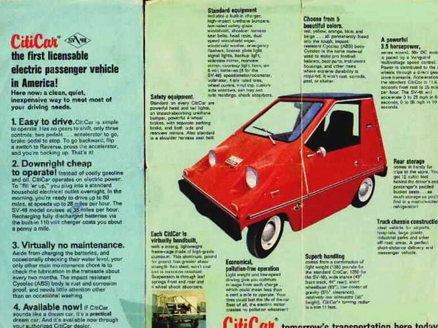 A CitiCar electric vehicle from the 1970s oil crisis era
