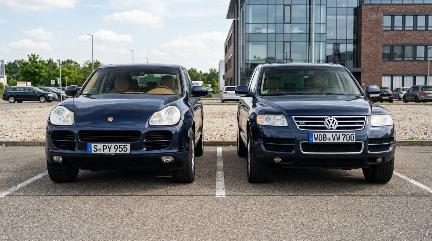 Porsche Cayenne and Volkswagen Touareg side by side