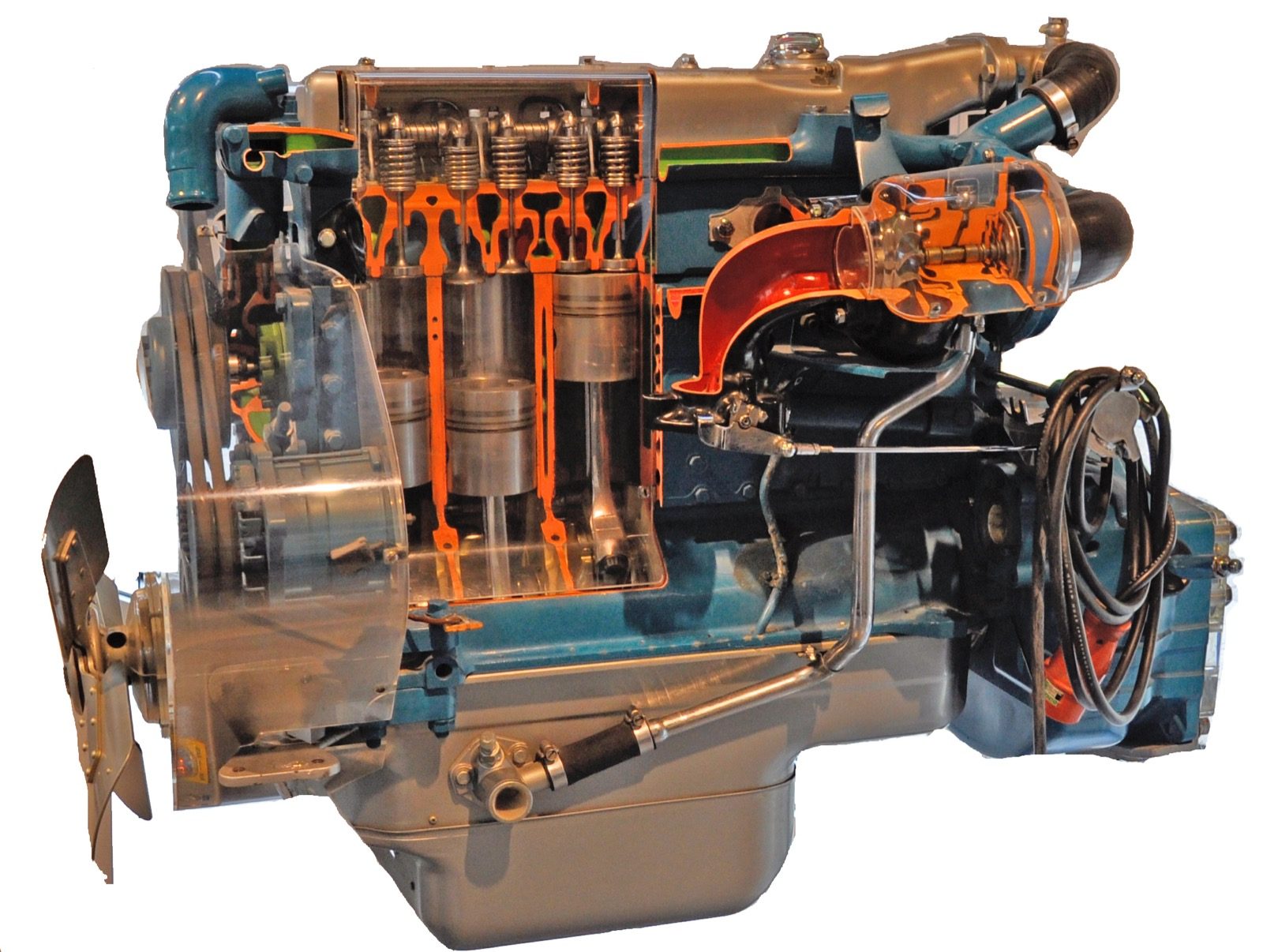 A classic Mercedes-Benz OM 352 diesel engine