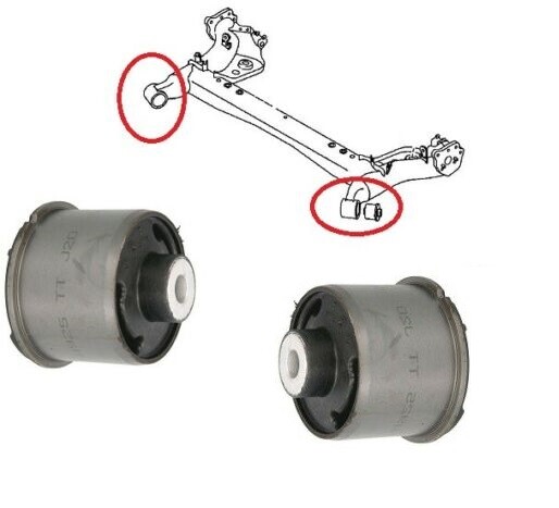 A worn rear trailing arm bushing
