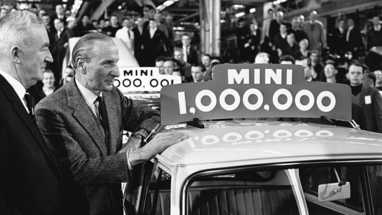 Alec Issigonis with the one millionth Mini