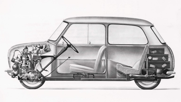 Cut-away Mini showing interior packaging