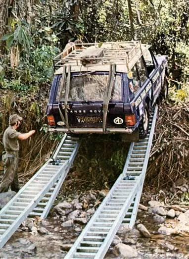 The aluminium ladders used to bridge ravines during the Darién Gap expedition