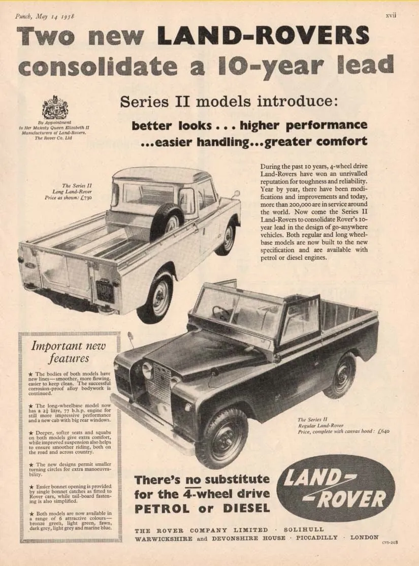 A vintage Land Rover Series II advertisement