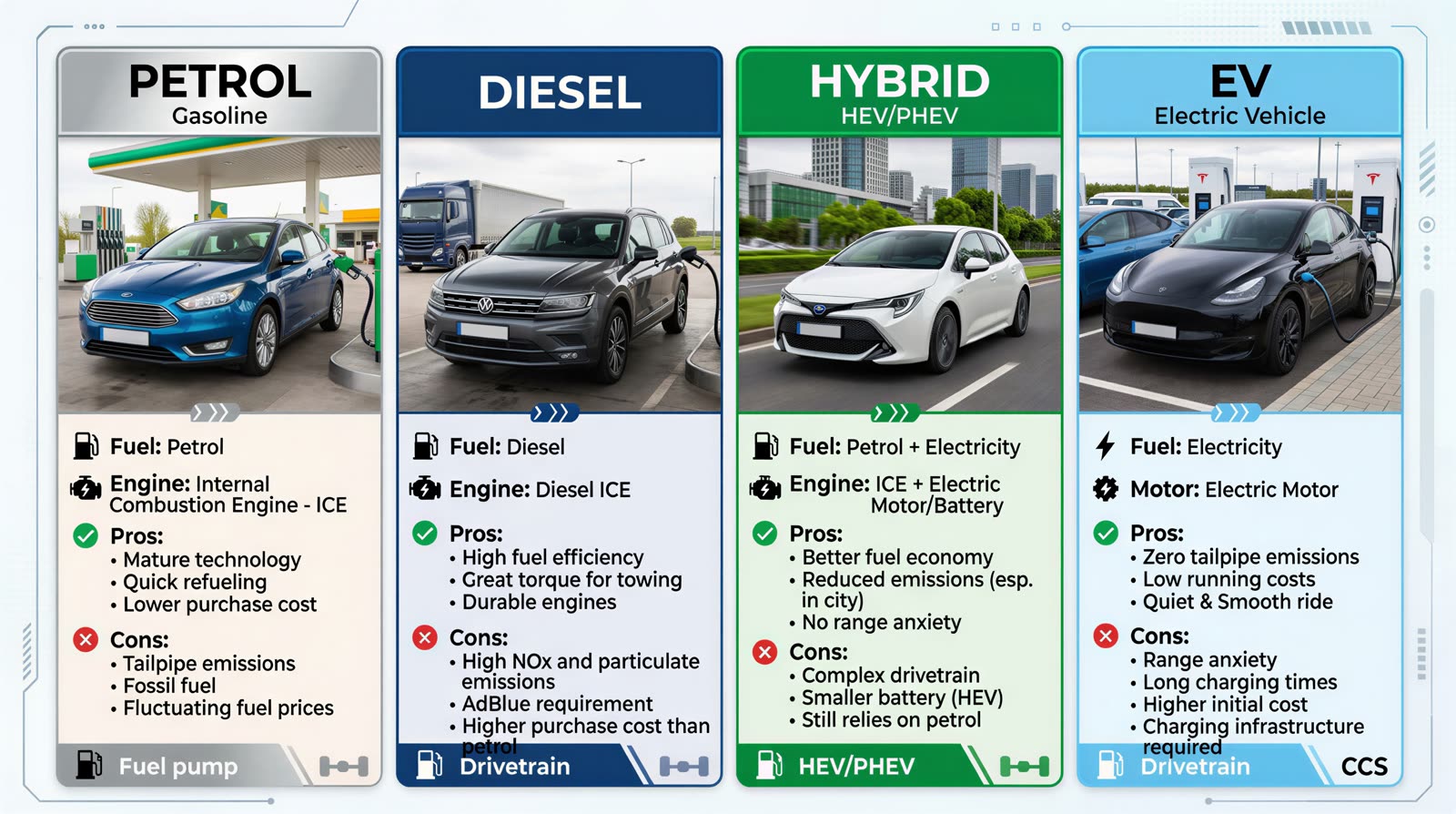 Running cost breakdown across fuel types